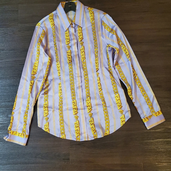 Versace Chain Print Silk-Blend Shirt - Picture 11 of 16